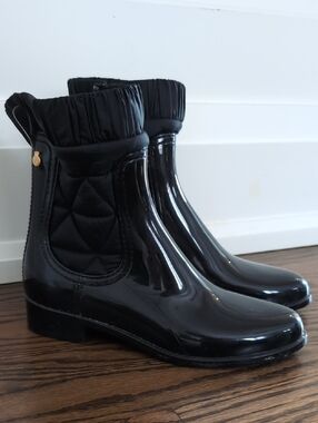 Lemon Jelly Black Quilted Rain Ankle Boots - Women's Waterproof Chelsea Style